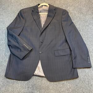 Hart Schaffner Marx Navy Blue Plaid Blazer Jacket Coat Mens